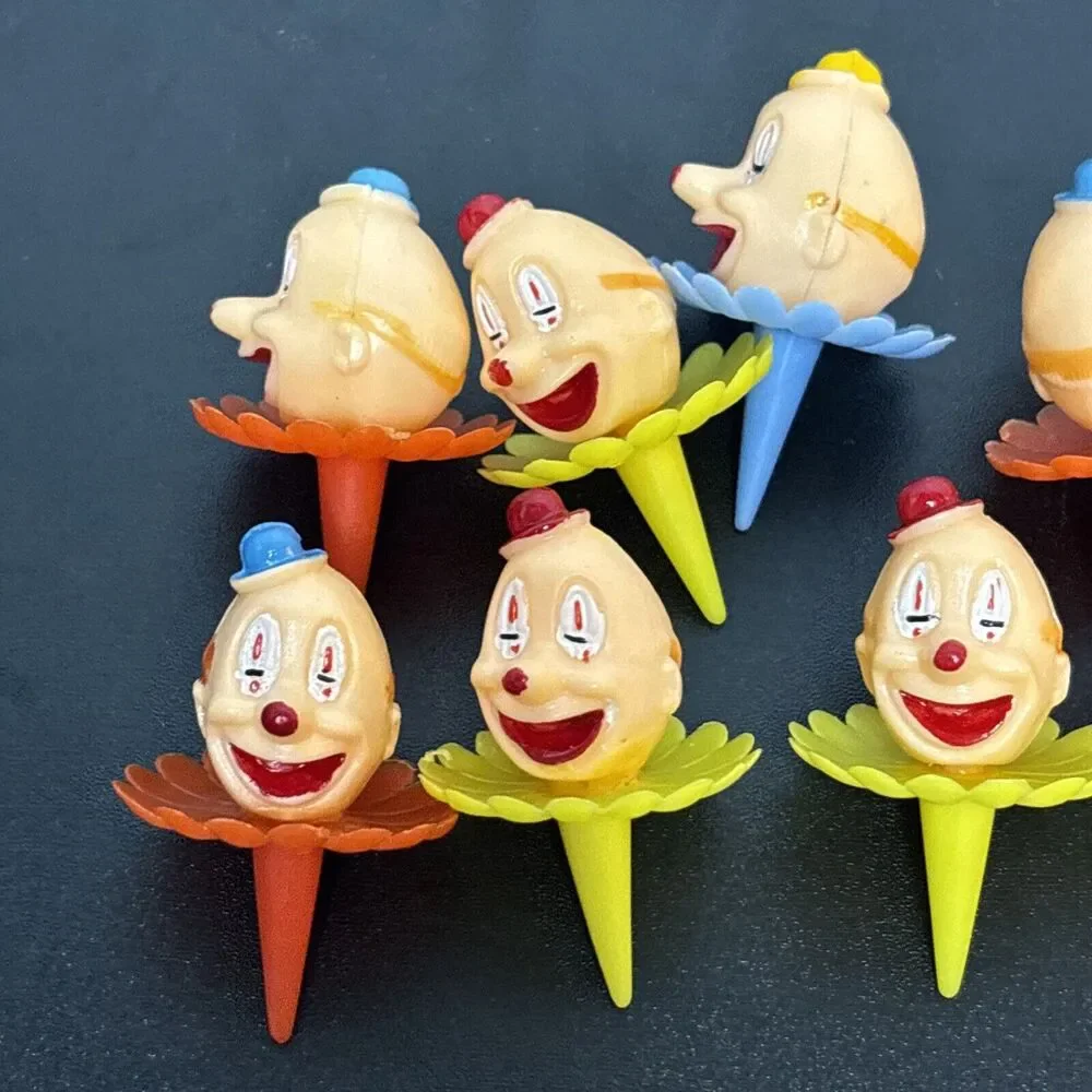 Vintage Wilton Clown Balloons Sports Balls Cake Toppers Party Decoration Lot